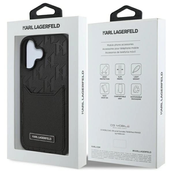 Karl Lagerfeld Mobilskal till iPhone 16 Korthållare Monogram - Svart