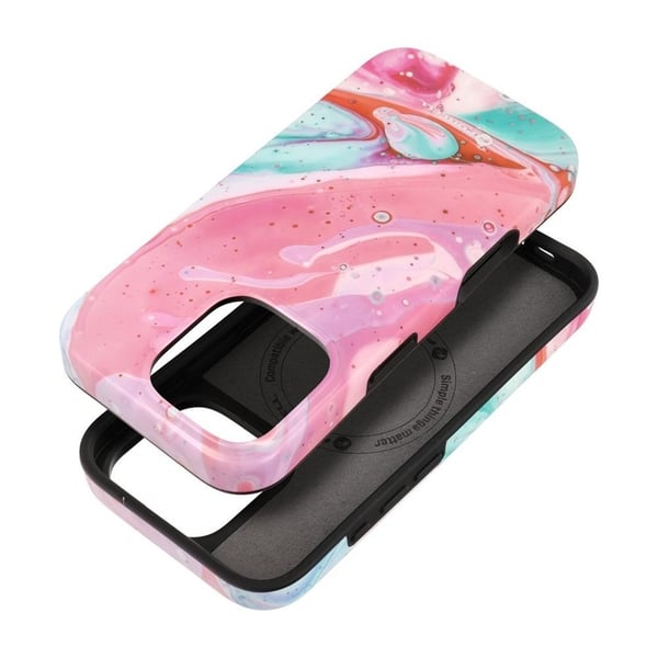 Forcell MagSafe Mirage -kuori iPhone 16 Prolle - Pinkki Marmori
