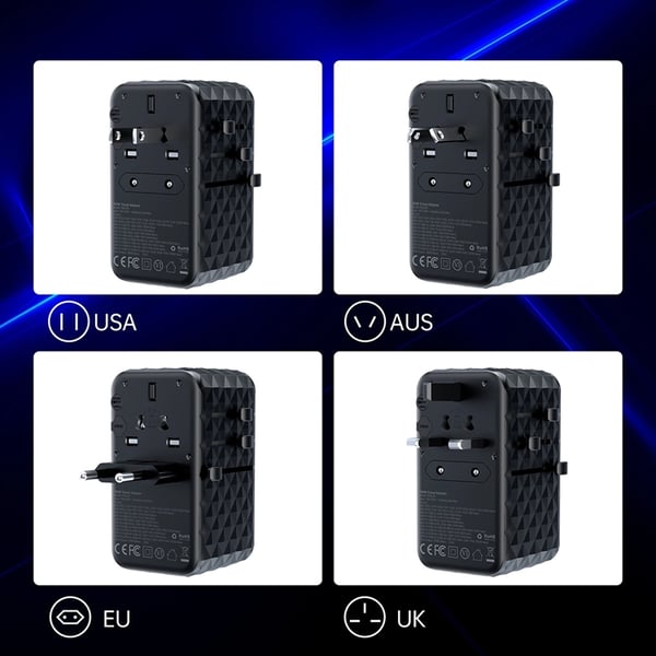 Choetech Reseadapter 100W 2xUSB-C 2xUSB-A - Svart