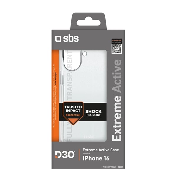 SBS Mobilskal till iPhone 16 Extreme Active D3O - Transparent