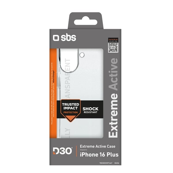 SBS Mobilskal till iPhone 16 Plus Extreme Active D3O - Transparent