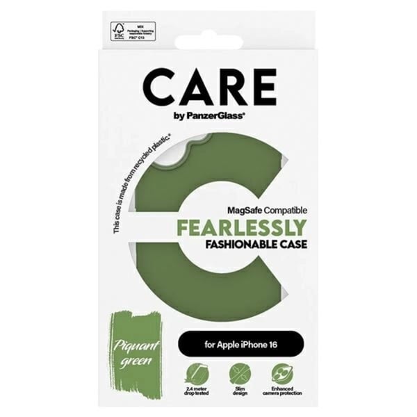 CARE By PanzerGlass Telefontaske til iPhone 16 MagSafe Fashion - Grøn
