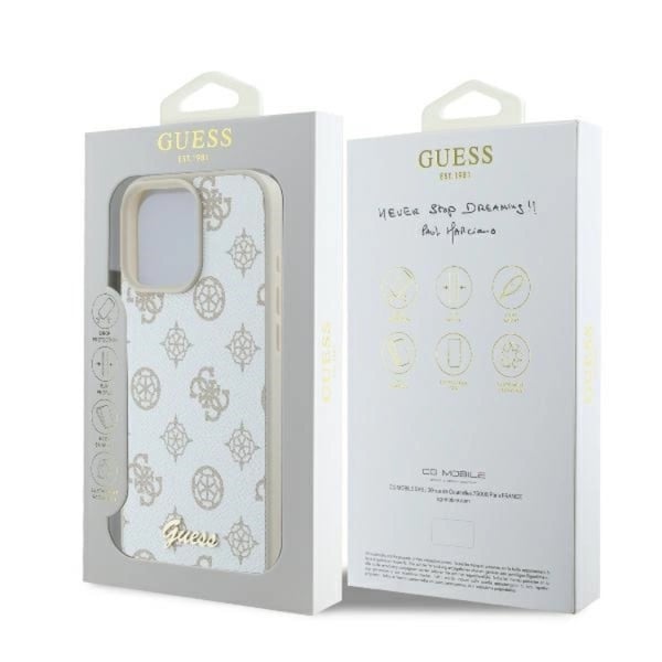Guess Mobilskal till iPhone 16 Pro MagSafe Peony Script Logo - Vit