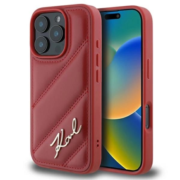 Karl Lagerfeld Mobilskal till iPhone 16 Pro Quilted Signature - Röd