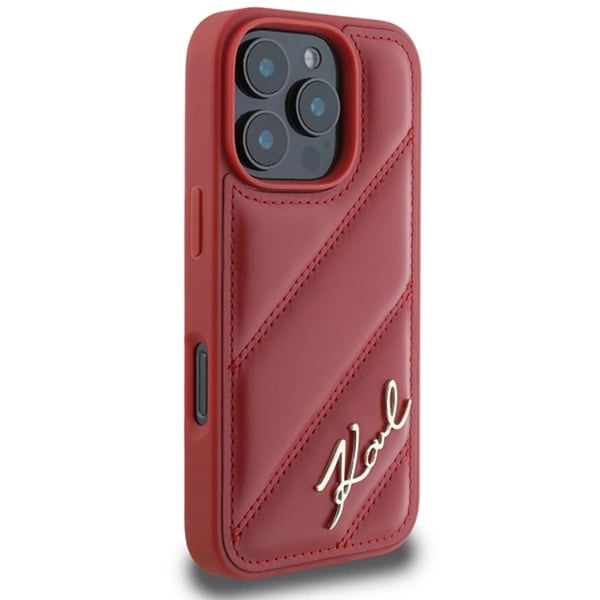 Karl Lagerfeld Mobilskal till iPhone 16 Pro Quilted Signature - Röd