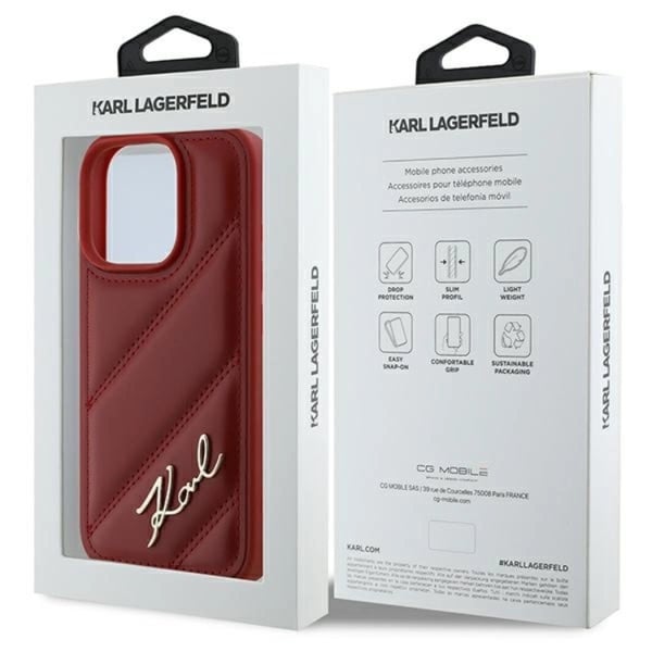 Karl Lagerfeld Mobilskal till iPhone 16 Pro Quilted Signature - Röd