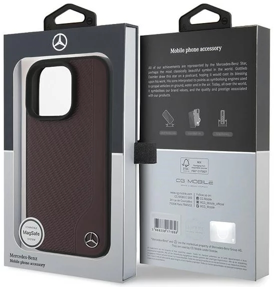 Mercedes Mobilskal till iPhone 16 Pro Max MagSafe Wood Imitation - Röd