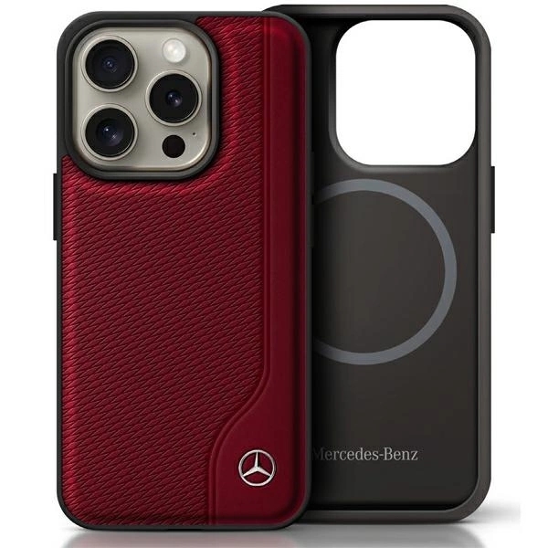 Mercedes Mobilskal till iPhone 16 Pro MagSafe Wood Imitation - Röd