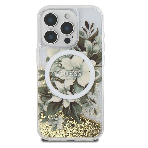 Guess Mobilskal till iPhone 16 Pro MagSafe Liquid Glitter Flower