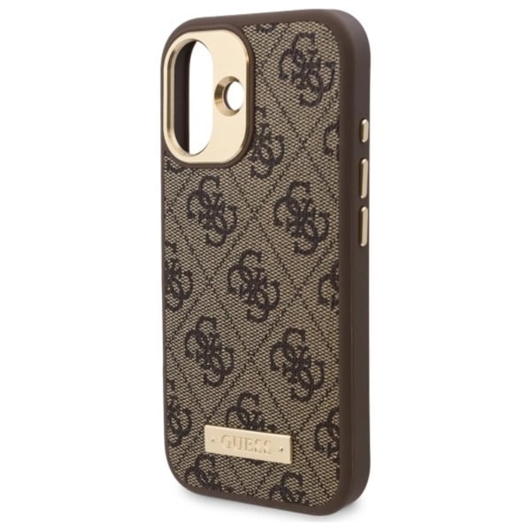Guess Mobilskal till iPhone 16 MagSafe 4G Logo Plate - Brun