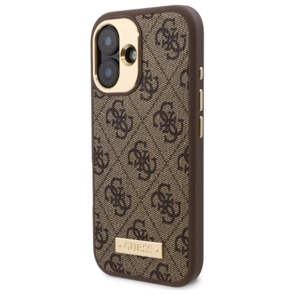 Guess Mobilskal till iPhone 16 MagSafe 4G Logo Plate - Brun