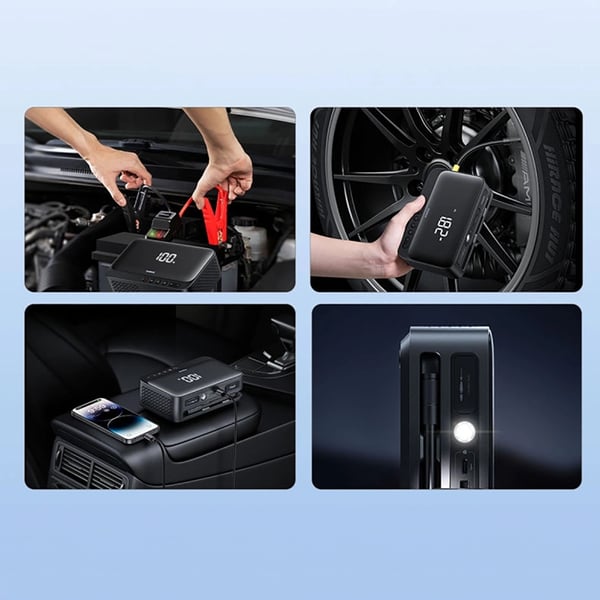 Baseus 4in1 Käynnistysapu 600A Powerbank 6000mAh Kompressori Taskulamppu