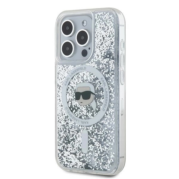 Karl Lagerfeld Mobilskal till iPhone 16 Pro MagSafe Glitter Karl Head
