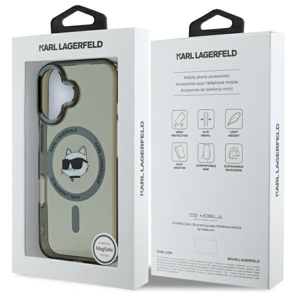 Karl Lagerfeld Mobilskal till iPhone 16 Plus MagSafe IML Metal Choupette Head