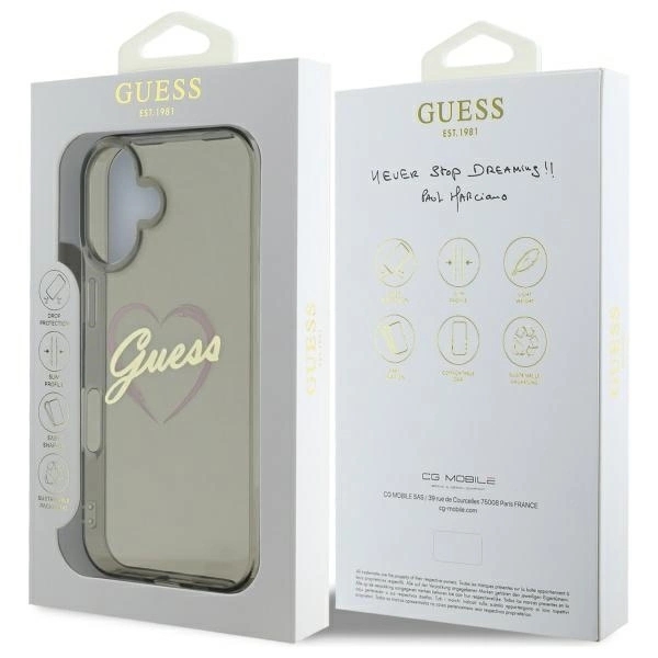 Guess Mobilskal till iPhone 16 Plus IML Heart - Svart