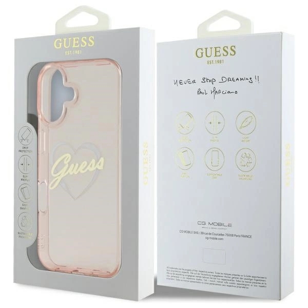 Guess Mobilcover til iPhone 16 IML Heart - Rosa