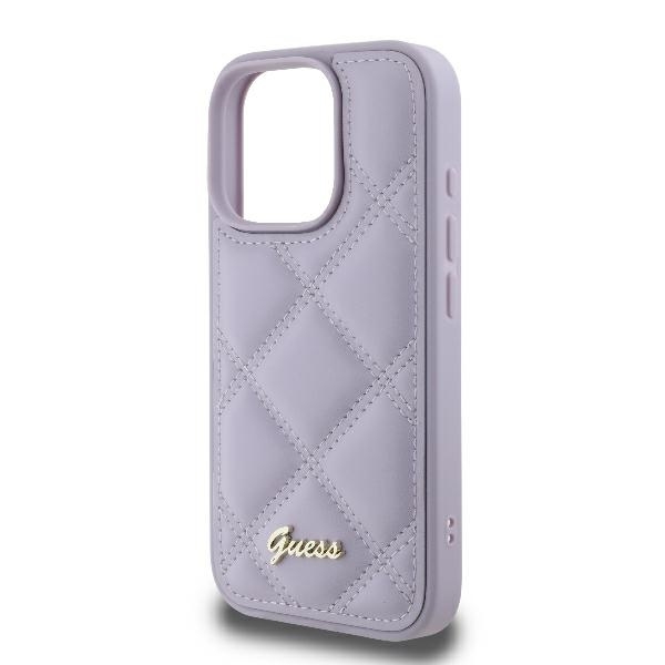 Guess Mobilskal till iPhone 16 Quilted Metal Logo - Ljuslila