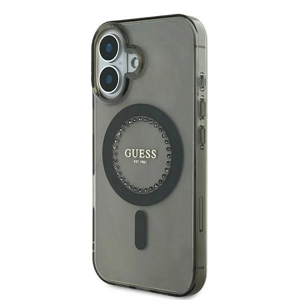 Guess Mobilskal till iPhone 16 Plus MagSafe IML Rhinestones - Svart