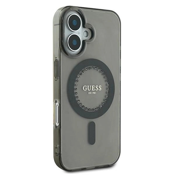 Guess Mobilskal till iPhone 16 Plus MagSafe IML Rhinestones - Svart