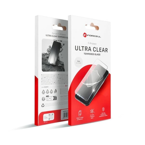 Forcell iPhone 12/12 Pro Karkaistu lasinen näytönsuoja Ultra Clear - Musta