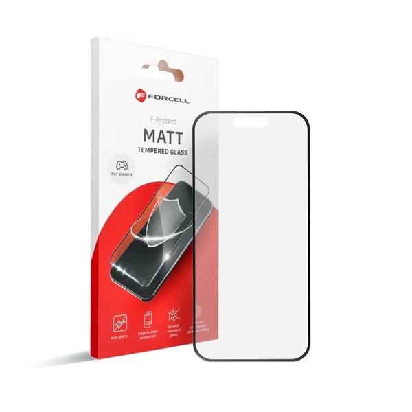 Forcell iPhone 12/12 Pro karkaistu lasinen näytönsuoja matta - musta