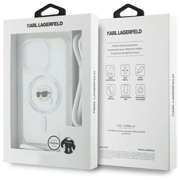 Karl Lagerfeld Mobilskal till iPhone 16 Pro Max MagSafe Crossbody IML Karl Head