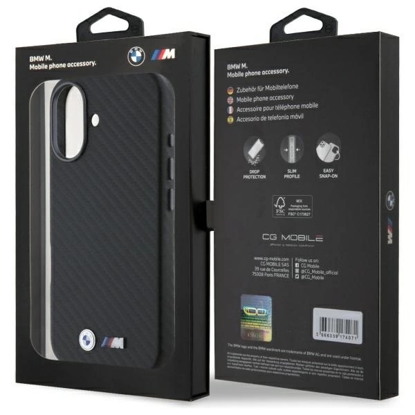 BMW Mobilskal till iPhone 16 Carbon Wrapped Metal - Svart