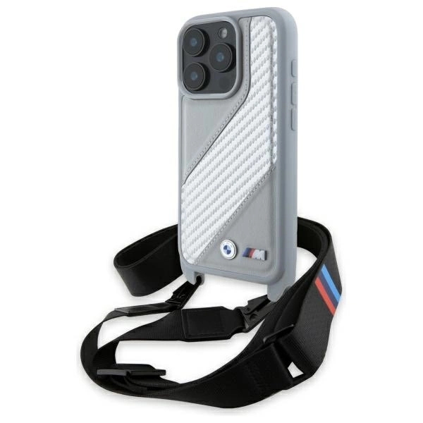 BMW Mobilskal till iPhone 16 Pro Max Carbon Stripe & Strap - Grå