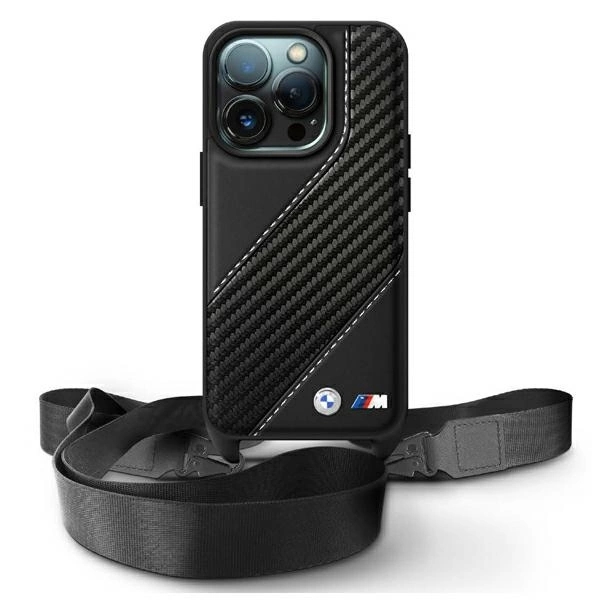 BMW Mobilskal till iPhone 16 Pro Max Carbon Stripe & Strap - Svart
