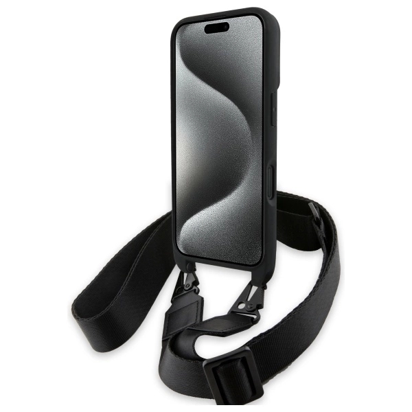BMW Mobilskal till iPhone 16 Plus Carbon Stripe & Strap - Svart