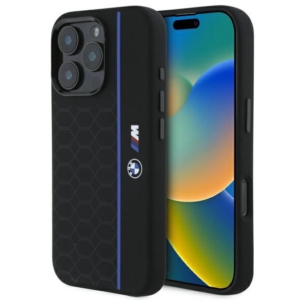 BMW Mobilskal till iPhone 16 Pro Max MagSafe Silikon Hexagon Blå Line