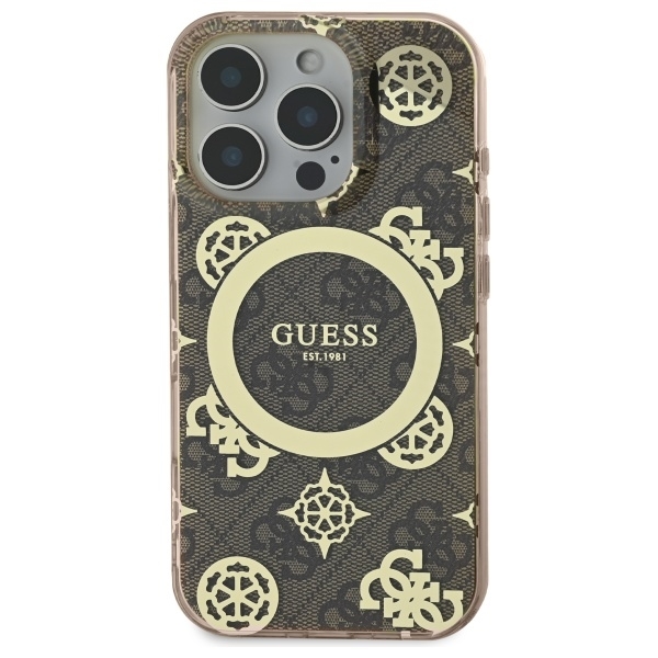 Guess Mobilskal till iPhone 16 Pro Max MagSafe IML Peony On 4G - Brun