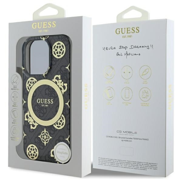 Guess Mobilskal till iPhone 16 Pro Max MagSafe IML Peony On 4G - Svart