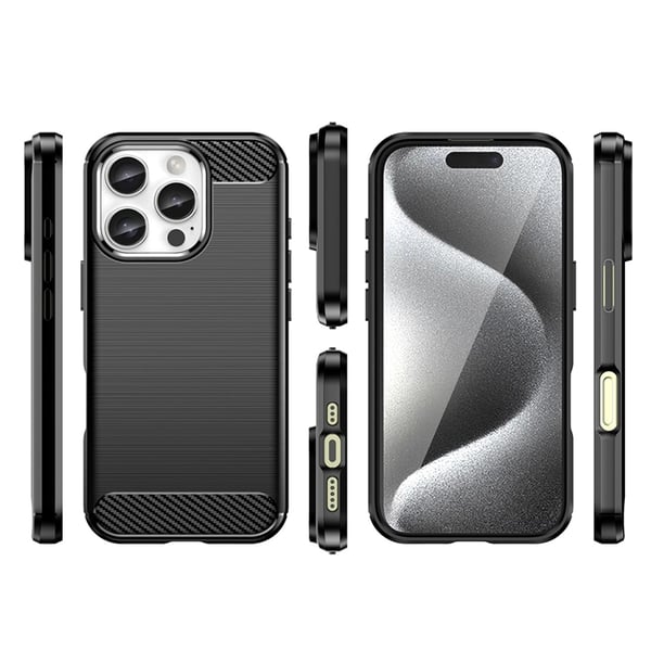 Mobilskal till iPhone 16 Pro Silikon Carbon - Svart