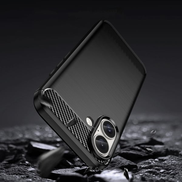 Telefontaske til iPhone 16 Silikone Carbon - Sort
