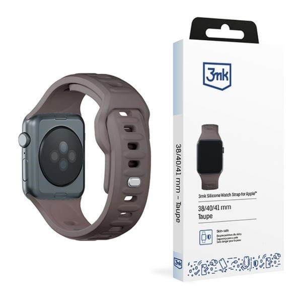3mk Apple Watch (42/44/45/49mm) Armband Silikon - Brun