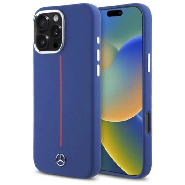 Mercedes Mobilskal till iPhone 16 Pro Max MagSafe Silikon Röd Stripe - Blå