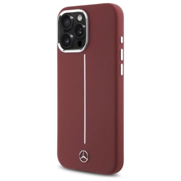 Mercedes Mobilskal till iPhone 16 Pro Max MagSafe Silikon Vit Stripe - Röd
