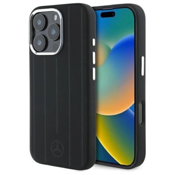 Mercedes Mobilskal till iPhone 16 Pro Max MagSafe Silikon Vertical Stripes Svart