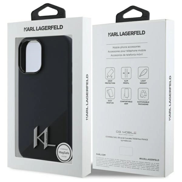 Karl Lagerfeld Mobilskal till iPhone 16 MagSafe Shadow Metal Initial - Svart