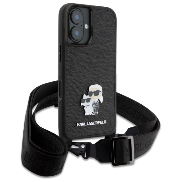 Karl Lagerfeld Mobilskal till iPhone 16 Karl&Choupette Metal Pin CBDY Strap