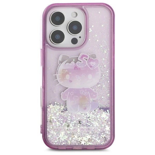 Hello Kitty Mobilskal till iPhone 16 Pro Max Liquid Glitter 50TH Anniversary