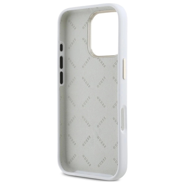 Guess Mobilskal till iPhone 16 Pro Max Silikon Logo Strass 4G - Vit