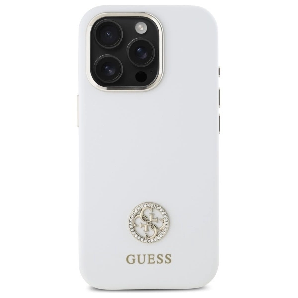 Guess Mobilskal till iPhone 16 Pro Silikon Logo Strass 4G - Vit