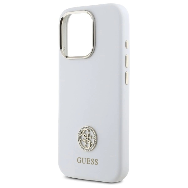 Guess Mobilskal till iPhone 16 Pro Silikon Logo Strass 4G - Vit
