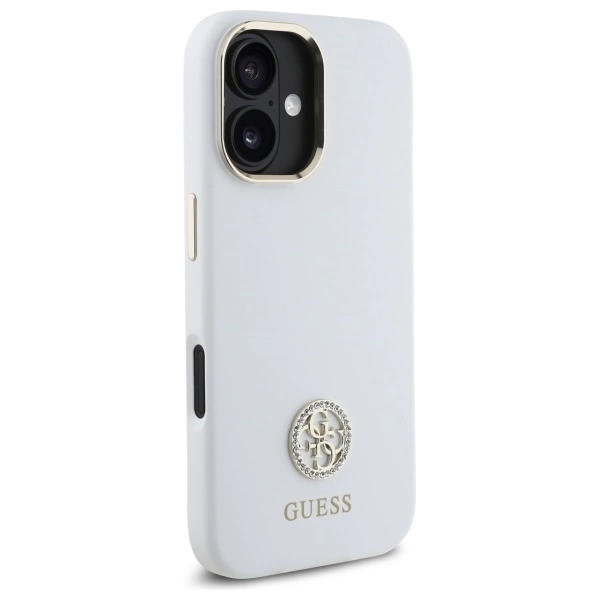 Guess Mobilskal till iPhone 16 Silikon Logo Strass 4G - Vit