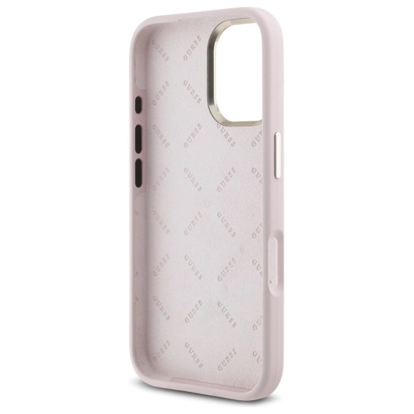 Guess Mobilskal till iPhone 16 Silikon Logo Strass 4G - Rosa