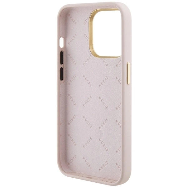 Guess Mobilskal till iPhone 15 Pro Silikon Logo Strass 4G - Rosa