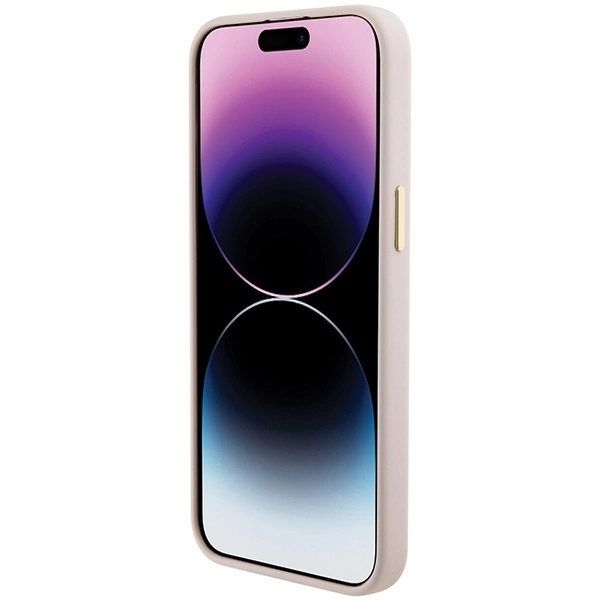Guess Mobilskal till iPhone 15 Pro Silikon Logo Strass 4G - Rosa