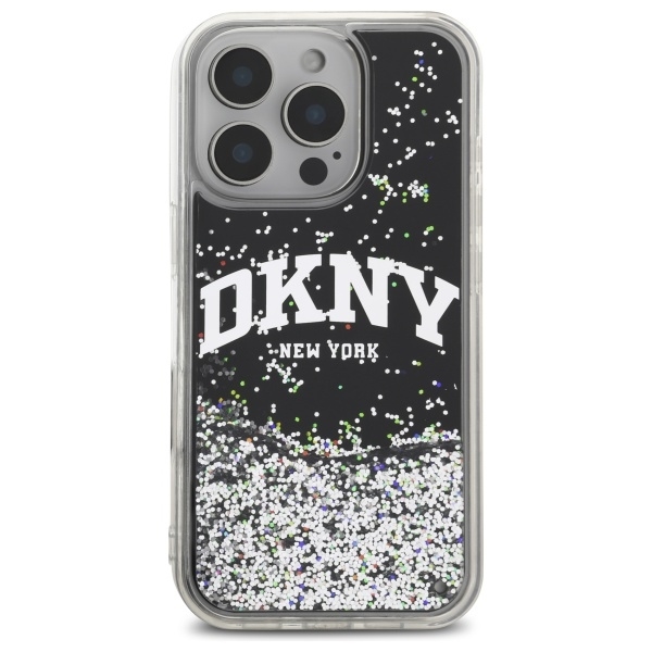 DKNY Mobilskal till iPhone 16 Pro Max Liquid Glitter Arch Logo - Svart